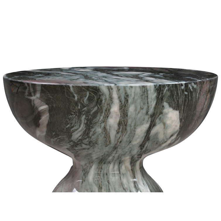 Gray Marble Finish Round Concrete Side Table
