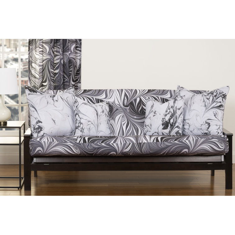 Gray Polyester Box Cushion Futon Slipcover Full Size