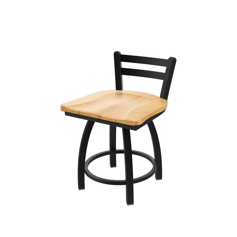 Jackie Black Wrinkle Steel Accent Stool with Natural Maple Seat