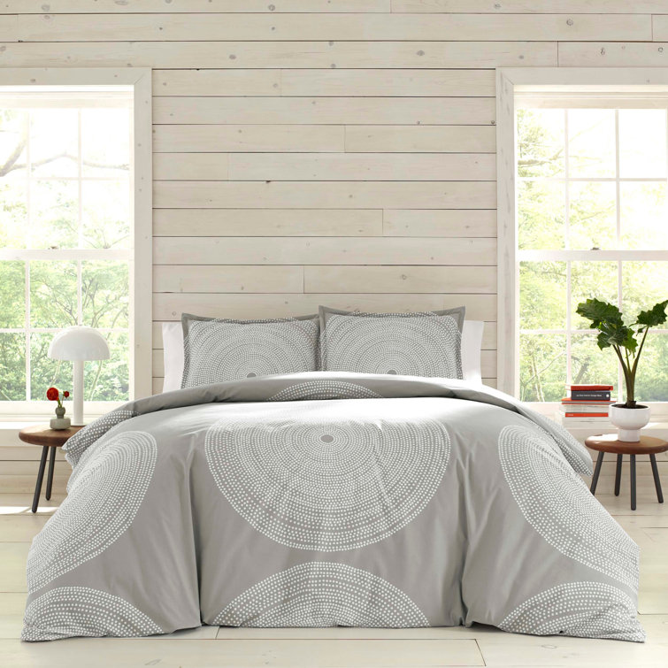 Fokus Light Gray Cotton King Duvet Cover Set with Shams