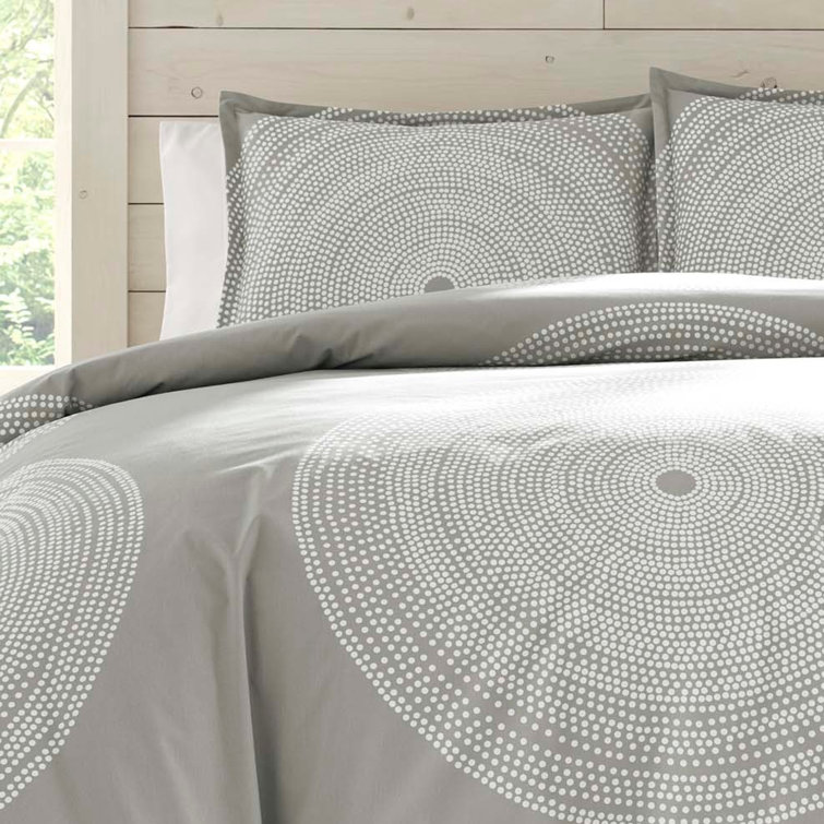 Fokus Light Gray Cotton King Duvet Cover Set with Shams