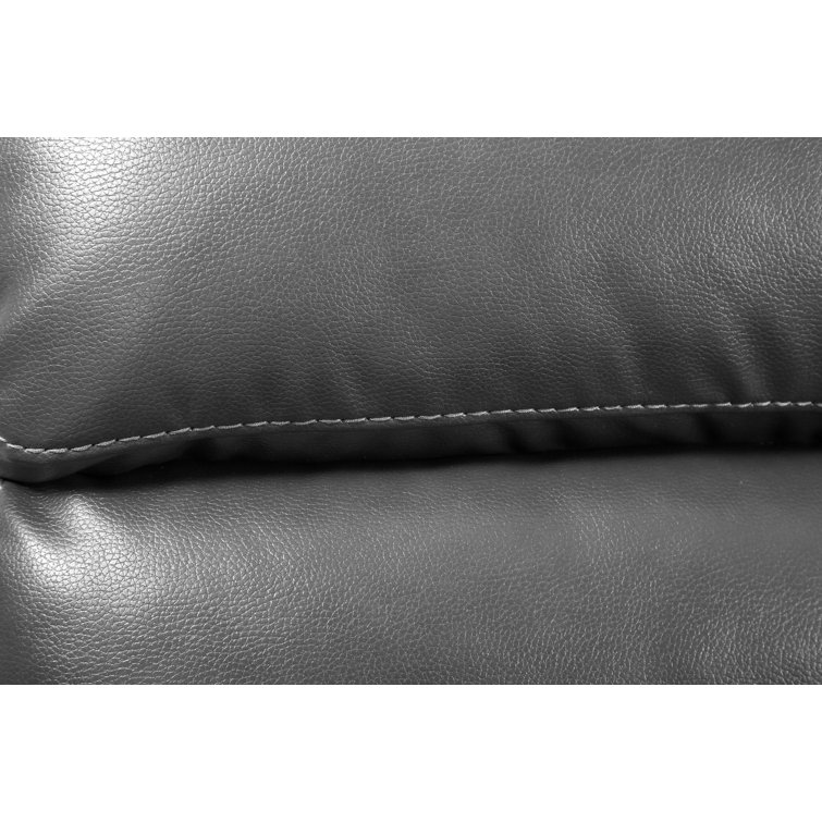 Gray Faux Leather Tufted Sleeper Loveseat with Metal Frame