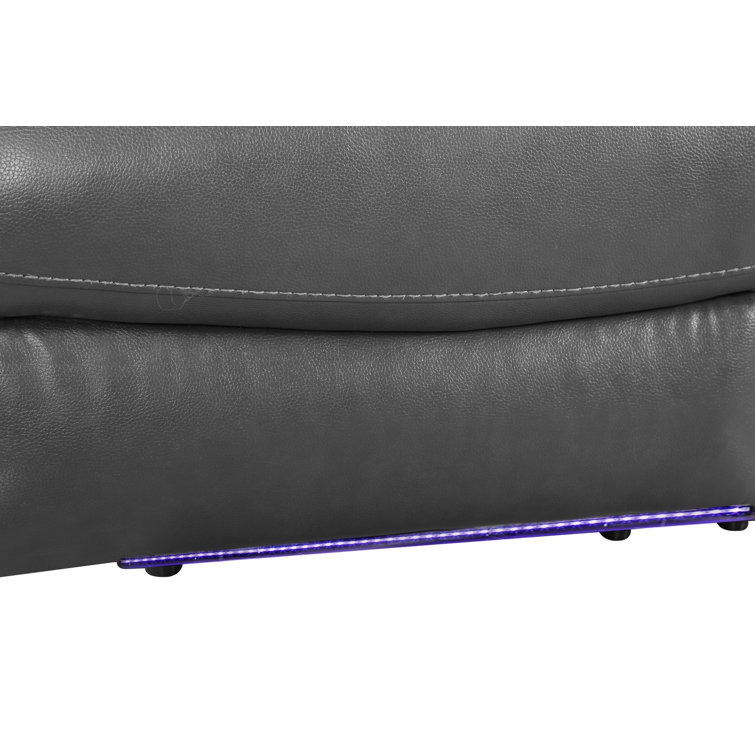 Gray Faux Leather Tufted Sleeper Loveseat with Metal Frame