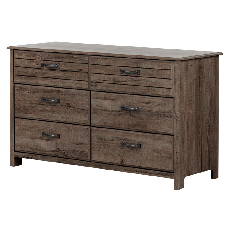 Fall Oak Double Dresser with 6 Extra Deep Drawers