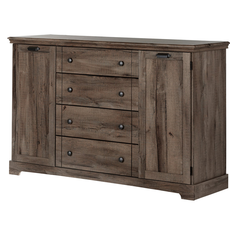 Cottage Charm Fall Oak Dresser with Deep Drawers and Hidden Shelves