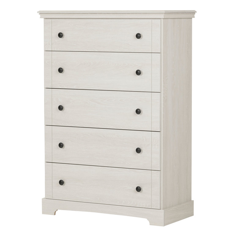 Winter Oak Cottage 5-Drawer Dresser with Metal Knobs