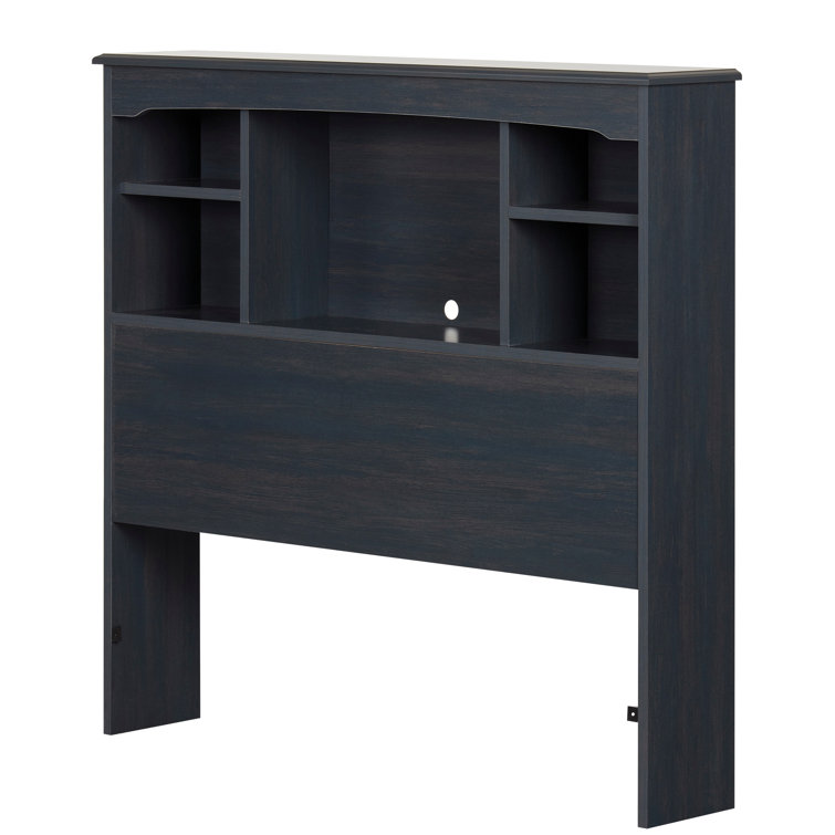 Blueberry Twin Wood Bookcase Headboard with Storage