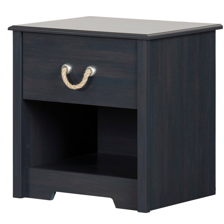 Navali Coastal Blueberry 1-Drawer Nightstand with Rope Handle