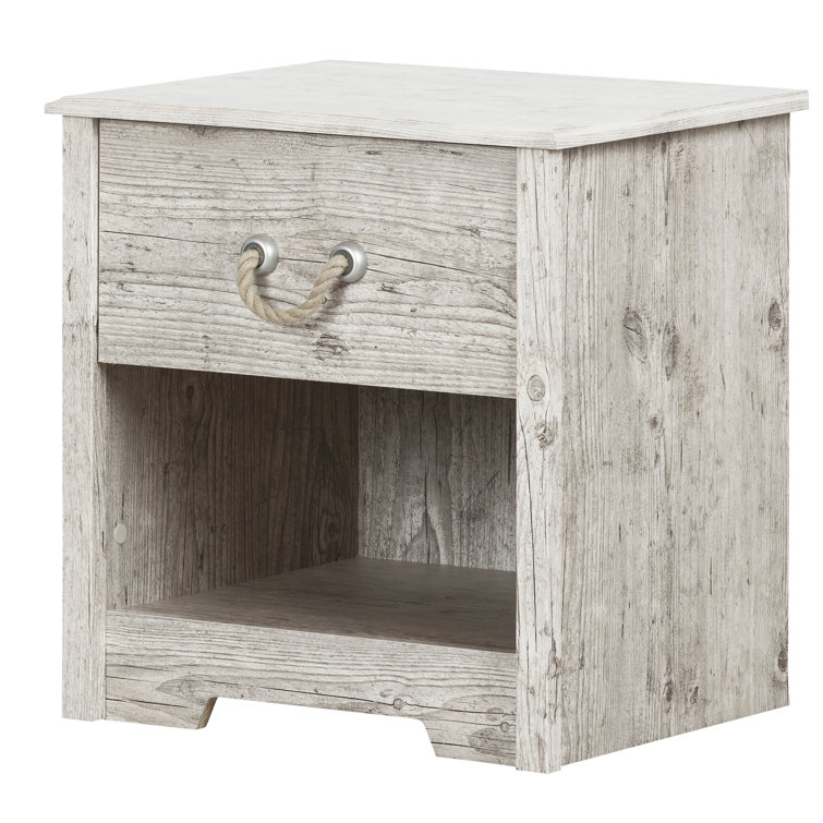 Navali Seaside Pine Coastal 1-Drawer Nightstand