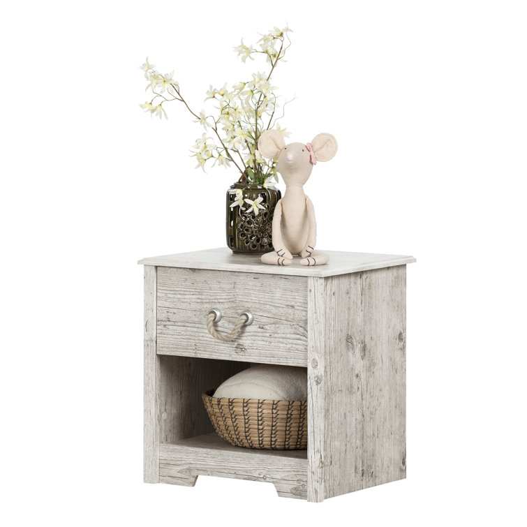 Navali Seaside Pine Coastal 1-Drawer Nightstand