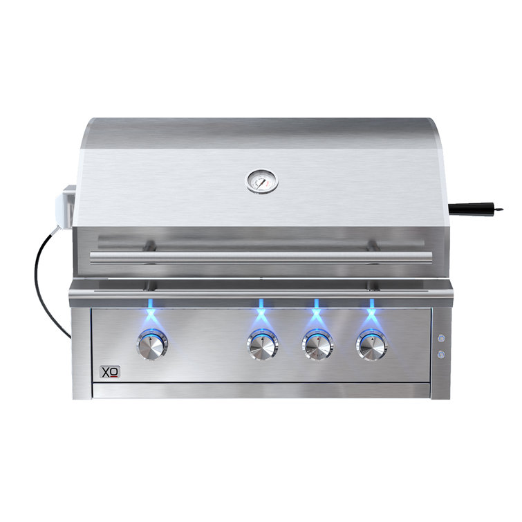 36" Stainless Steel Built-In Natural Gas Grill with Rotisserie and Smoker