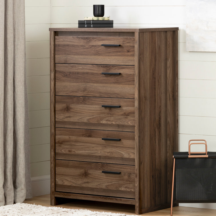 Lensky Urban Natural Walnut 5-Drawer Modern Chest