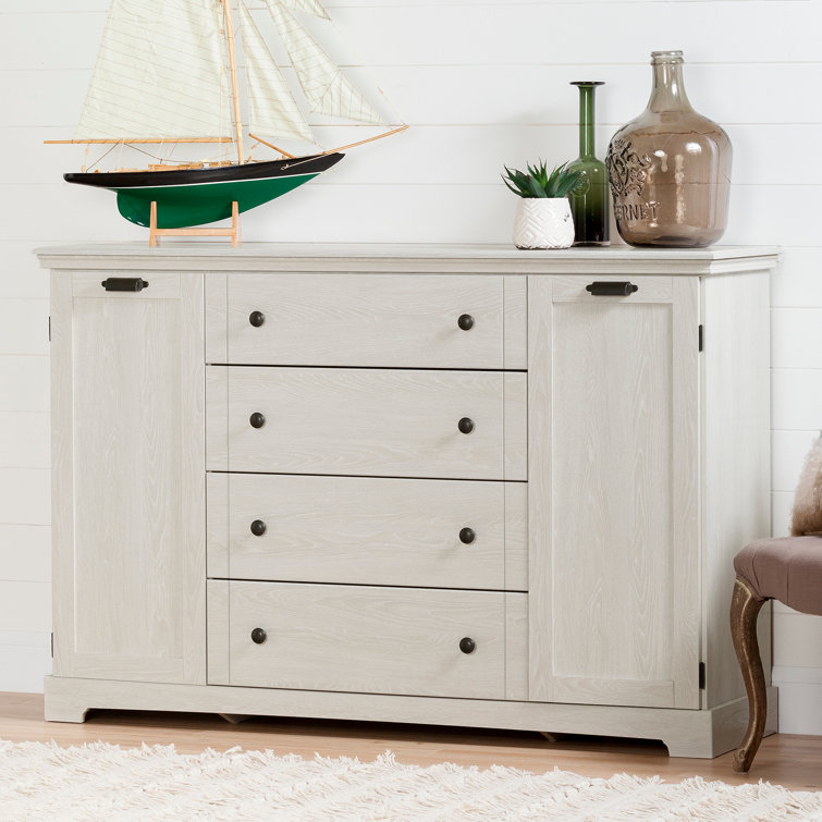 Winter Oak 4-Drawer Combo Dresser with Doors