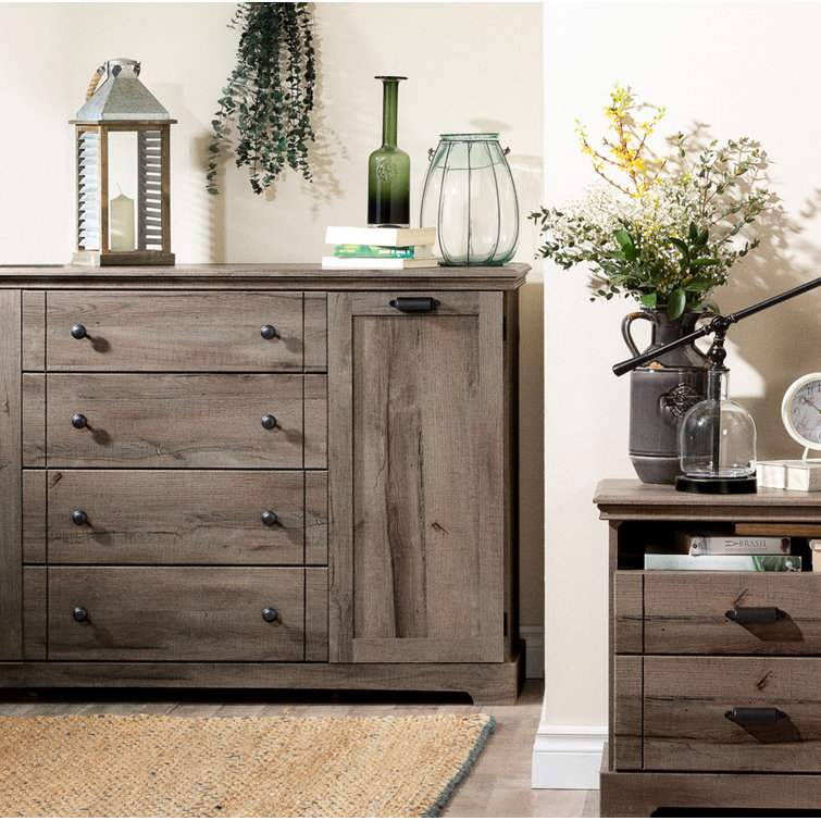 Cottage Charm Fall Oak Dresser with Deep Drawers and Hidden Shelves