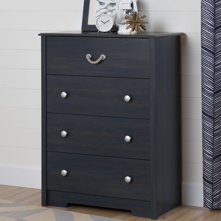 Blueberry Coastal 4-Drawer Chest with Rope Handle