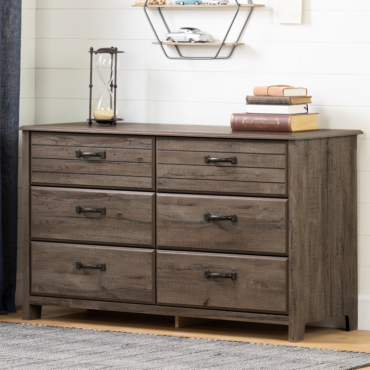 Fall Oak Double Dresser with 6 Extra Deep Drawers
