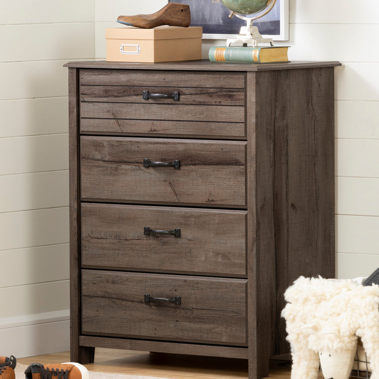 Fall Oak Horizontal Dresser with Extra Deep Drawers and Antique Silver Hardware
