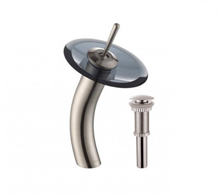 Contemporary Gold Brass Vessel Faucet with Nickel Accents