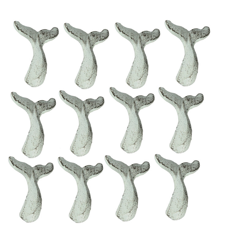 White Cast Iron Whale Tail Drawer Pulls Set of 12