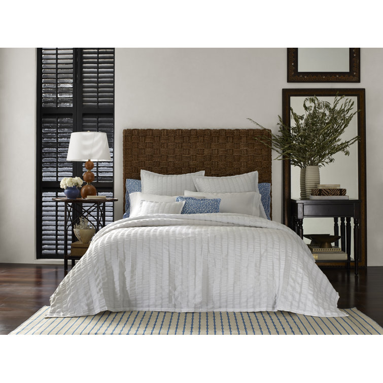 Seersucker Basketweave Full/Queen Cotton Duvet Cover - White
