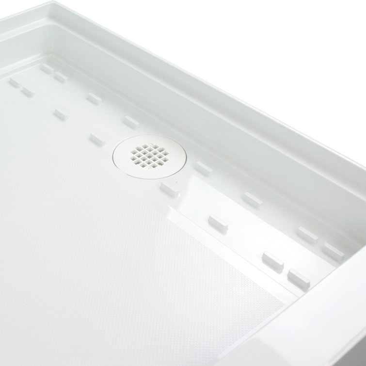 Gray Rectangular Resin Shower Base with Concealed Drain