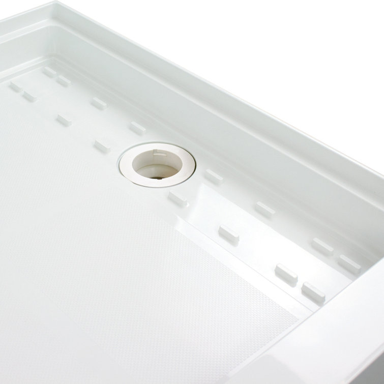 Gray Rectangular Resin Shower Base with Concealed Drain