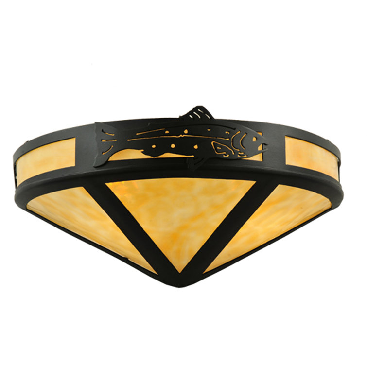 Black Bear Catch 2-Light Bronze Wall Sconce with Silver Mica Shade
