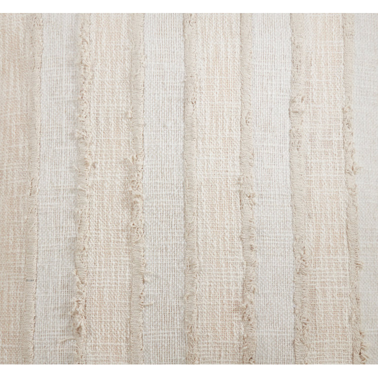 Ivory and Beige Cotton Fringe Striped Table Runner