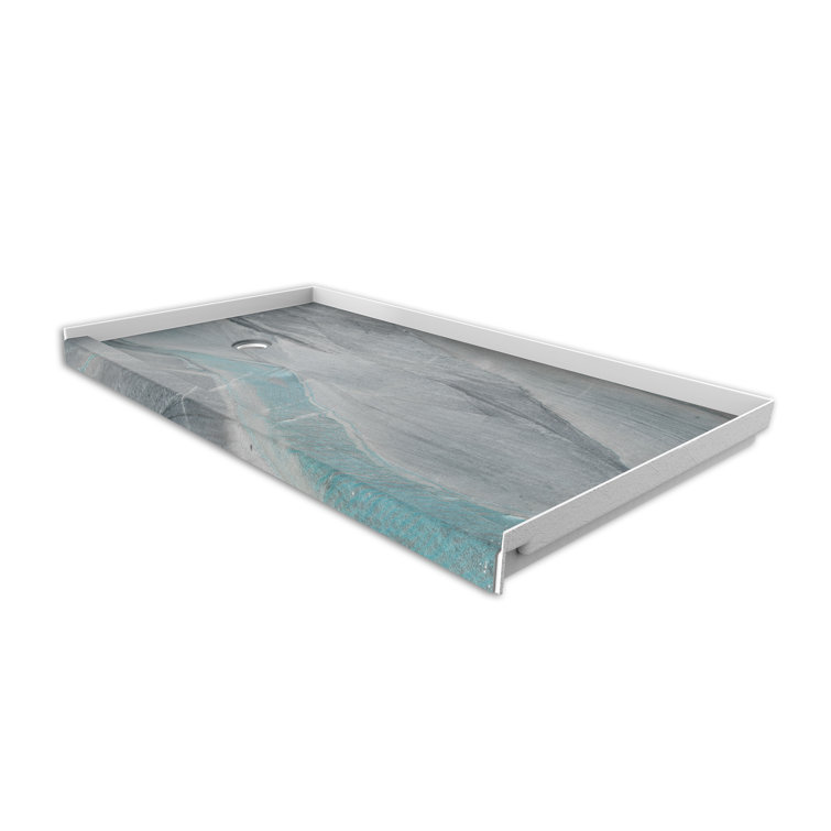 Triton Gray and Blue Composite Rectangular Shower Base