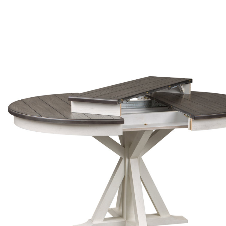 Allyson Park Round Black and White Extendable Wood Dining Table