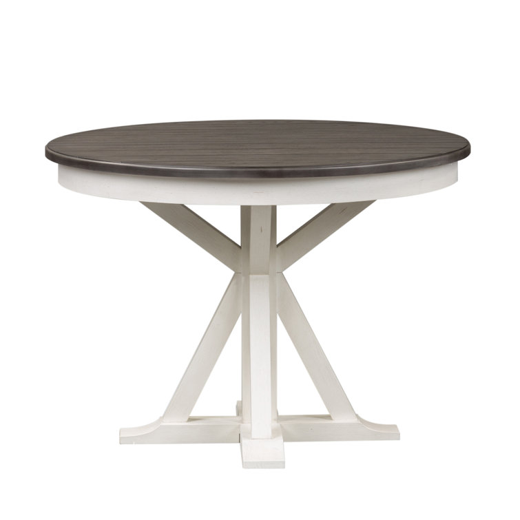 Allyson Park Round Black and White Extendable Wood Dining Table