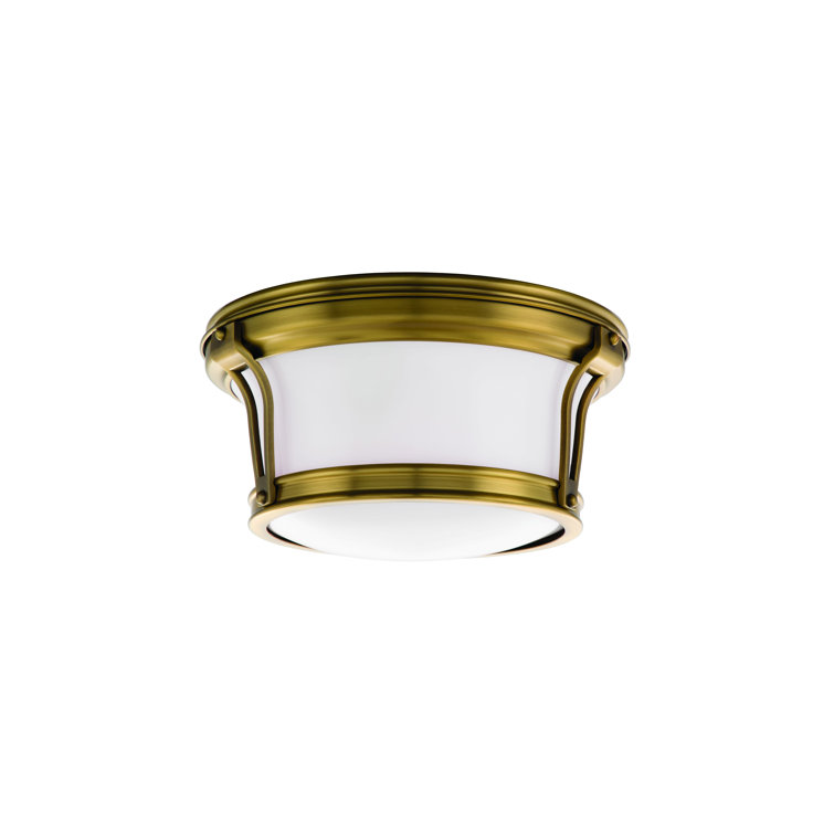 Aged Brass and Glossy Glass 2-Light Flush Mount