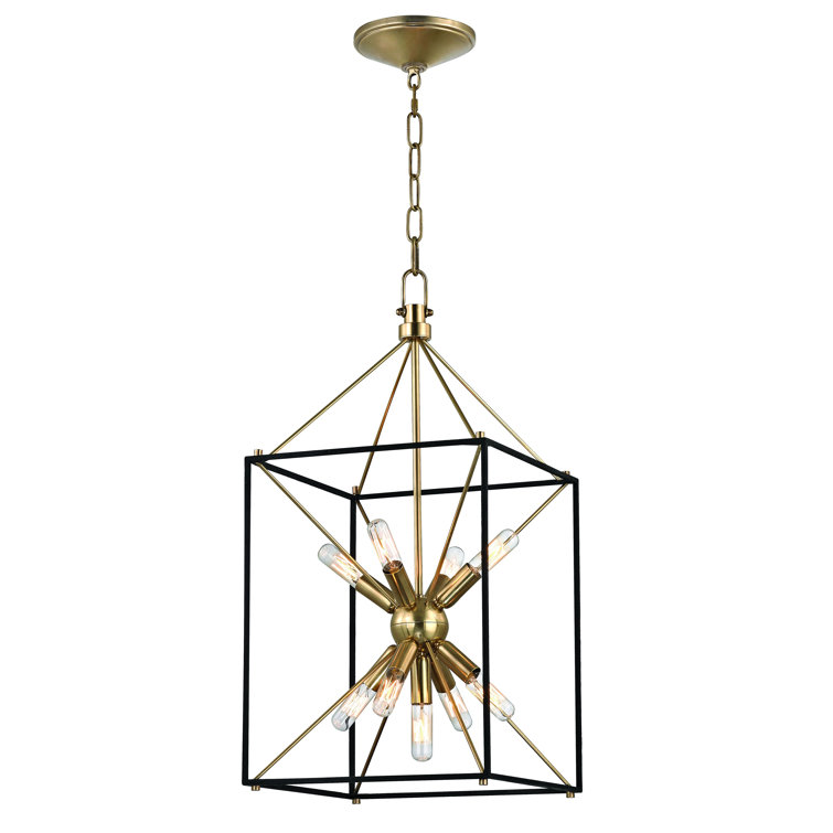Elegant Aged Brass 9-Light Crystal Sputnik Chandelier