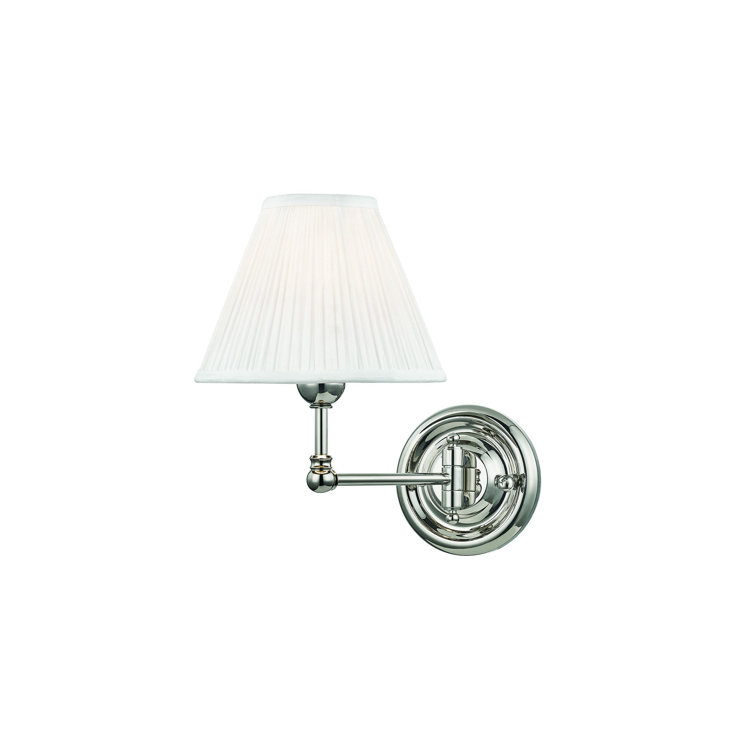 Polished Nickel Classic No.1 Swing Arm Wall Sconce with Off-White Silk Shade