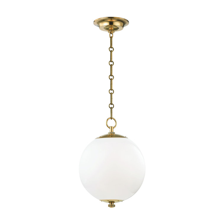 Aged Brass Opal Glass Globe Pendant Light - Indoor/Outdoor