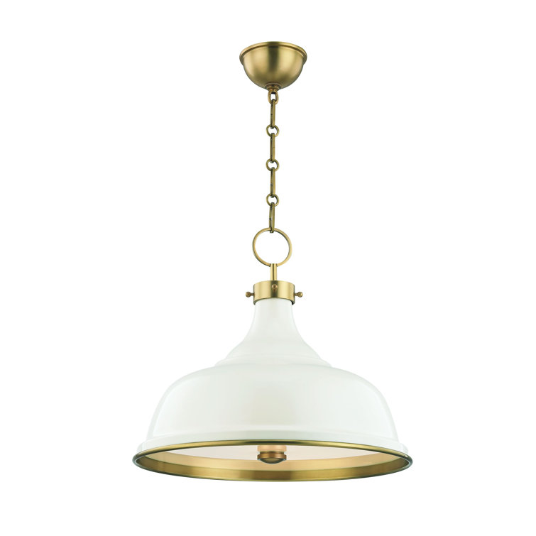 Aged Brass Elegance 3-Light Indoor/Outdoor Pendant with Off-White Shade