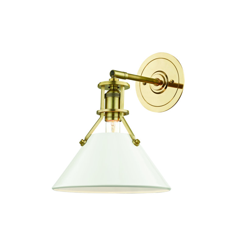 Lowell Aged Brass 1-Light Sconce with Darkest Blue Steel Shade