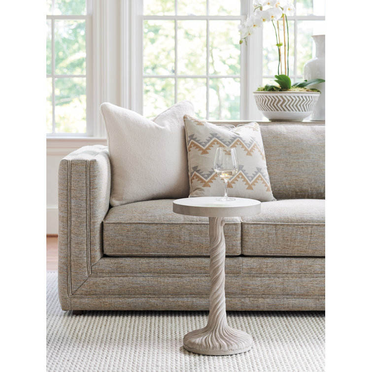 Beige Round Concrete Top Accent Table
