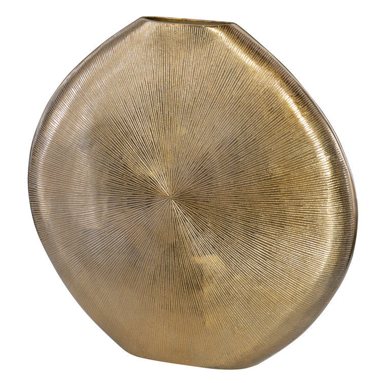Gretchen 23" Ribbed Gold Aluminum Floor Vase