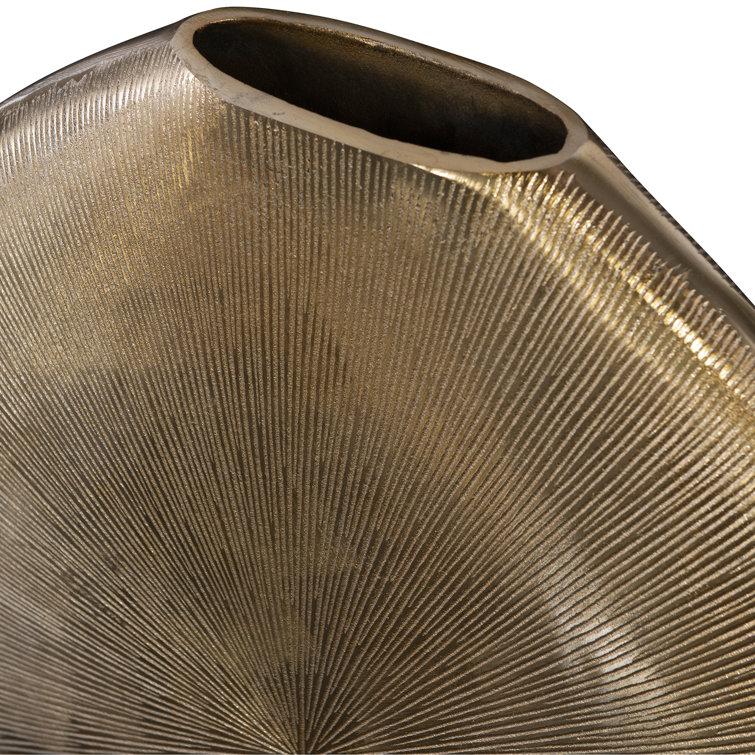 Gretchen 23" Ribbed Gold Aluminum Floor Vase