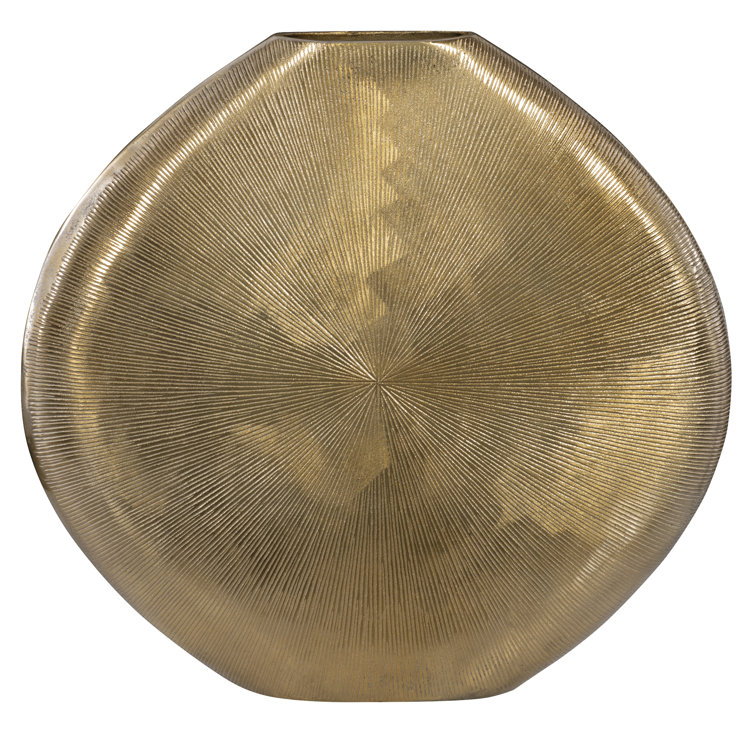 Gretchen 23" Ribbed Gold Aluminum Floor Vase