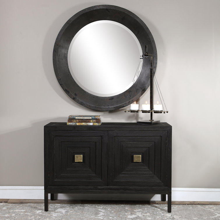 Elegant Dark Walnut Geometric 43" Storage Cabinet