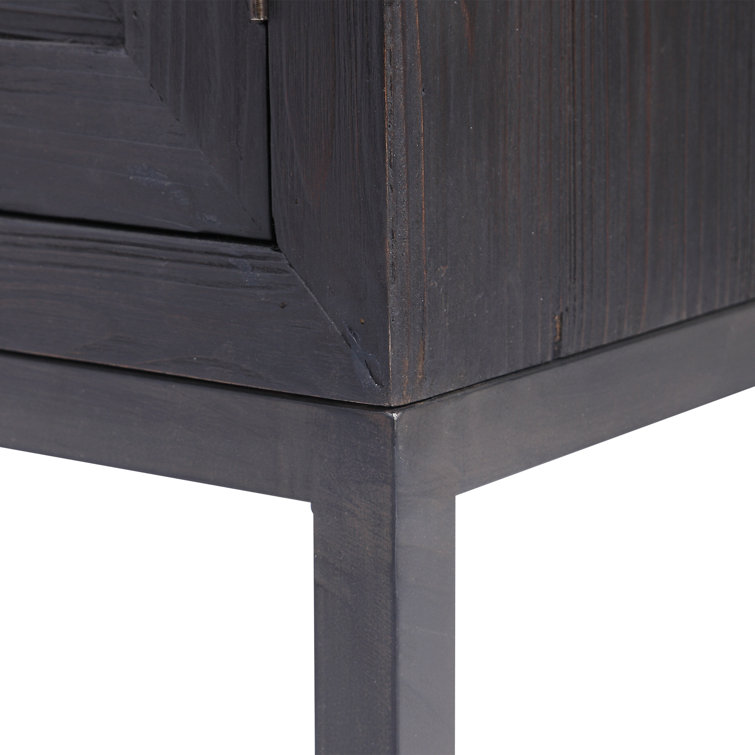 Elegant Dark Walnut Geometric 43" Storage Cabinet
