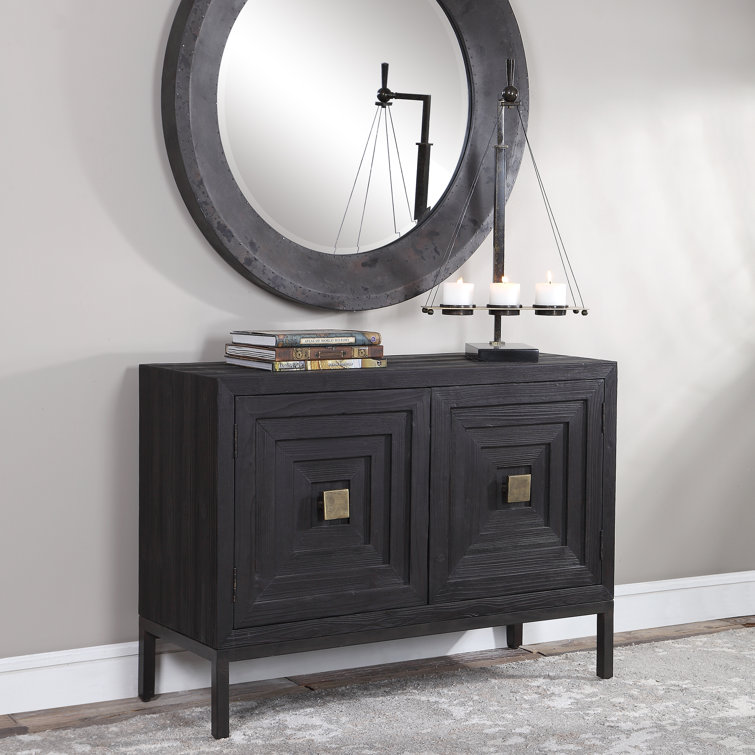 Elegant Dark Walnut Geometric 43" Storage Cabinet