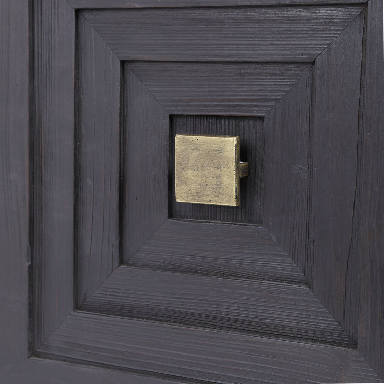Elegant Dark Walnut Geometric 43" Storage Cabinet