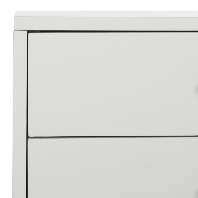 Retro Grey and Gold 2-Drawer 26" Nightstand with Metallic Accents