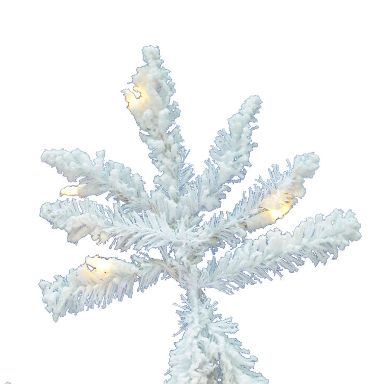 7.5' Flocked White Spruce Christmas Tree with Warm White LED Lights
