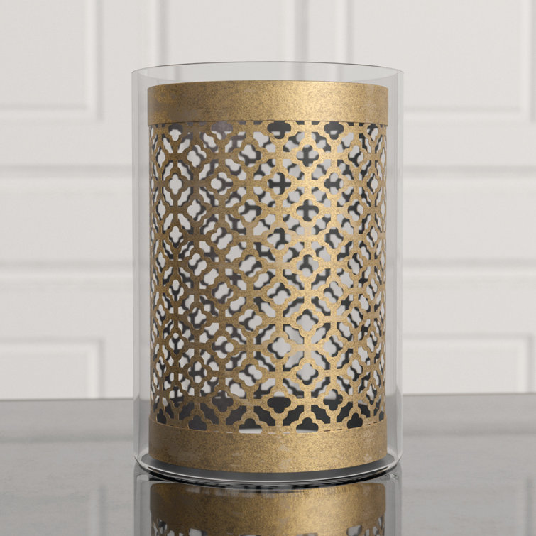 Gold and Glass Contemporary Hurricane Candleholder