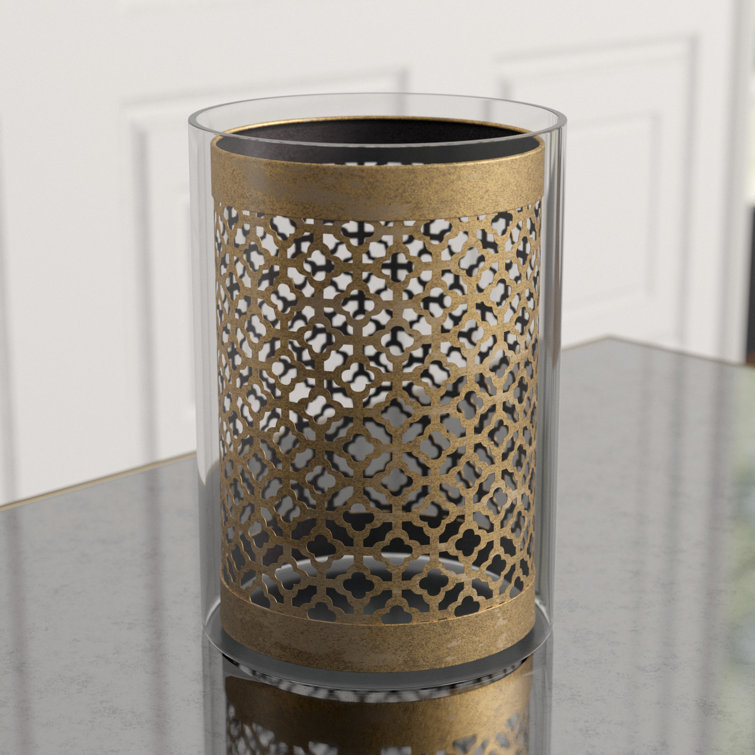 Gold and Glass Contemporary Hurricane Candleholder