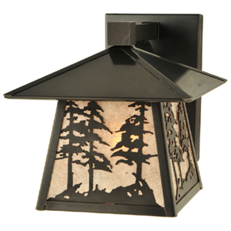 Rustic Tall Pine 1-Light Silver-Brown Solid Brass Sconce